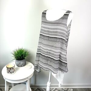 Soft Surroundings sleeveless top womens black white stripe long tunic  size L
